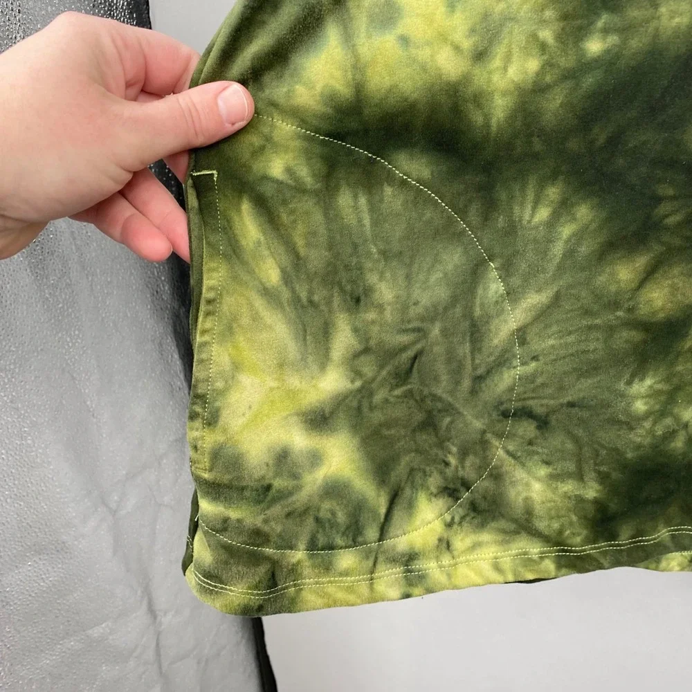 LOGO Lounge Top Women 2X Green Tie Dye V-Neck Long Sleeve Pockets Lori Goldstein